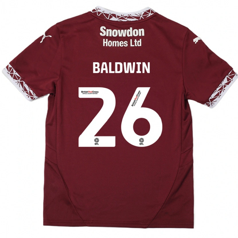 Danxen Kvinnor Jack Baldwin #26 Bourgogne Hemmatröja Matchtröjor 2024/25 Tröjor T-Tröja