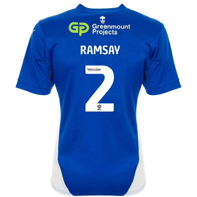 Danxen Kvinnor Calvin Ramsay #2 Blå Vit Hemmatröja Matchtröjor 2024/25 Tröjor T-Tröja