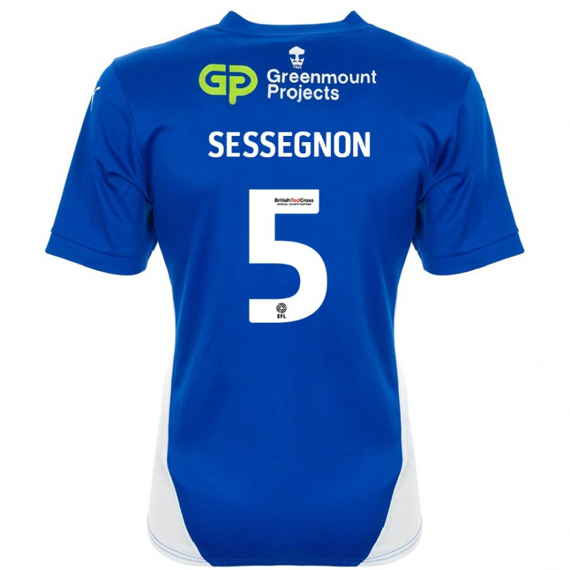 Danxen Kvinnor Steven Sessegnon #5 Blå Vit Hemmatröja Matchtröjor 2024/25 Tröjor T-Tröja