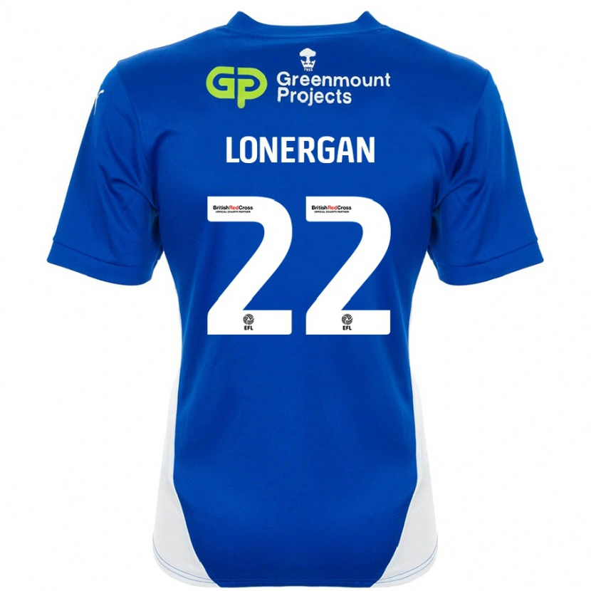 Danxen Kvinnor Andy Lonergan #22 Blå Vit Hemmatröja Matchtröjor 2024/25 Tröjor T-Tröja