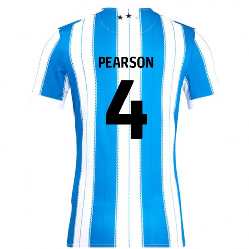 Danxen Kvinnor Matty Pearson #4 Blå Vit Hemmatröja Matchtröjor 2024/25 Tröjor T-Tröja