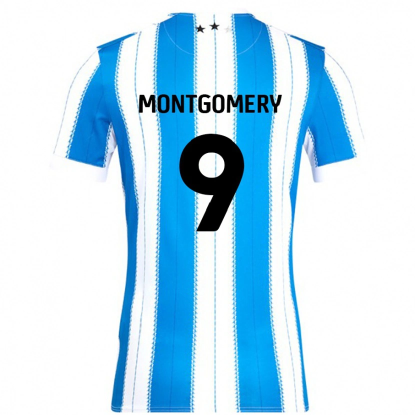 Danxen Kvinnor Ria Montgomery #9 Blå Vit Hemmatröja Matchtröjor 2024/25 Tröjor T-Tröja