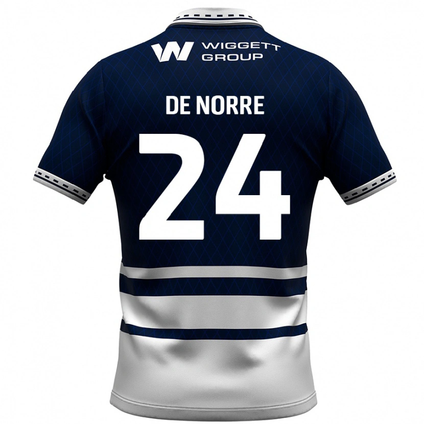 Danxen Kvinnor Casper De Norre #24 Marinblå Vit Hemmatröja Matchtröjor 2024/25 Tröjor T-Tröja