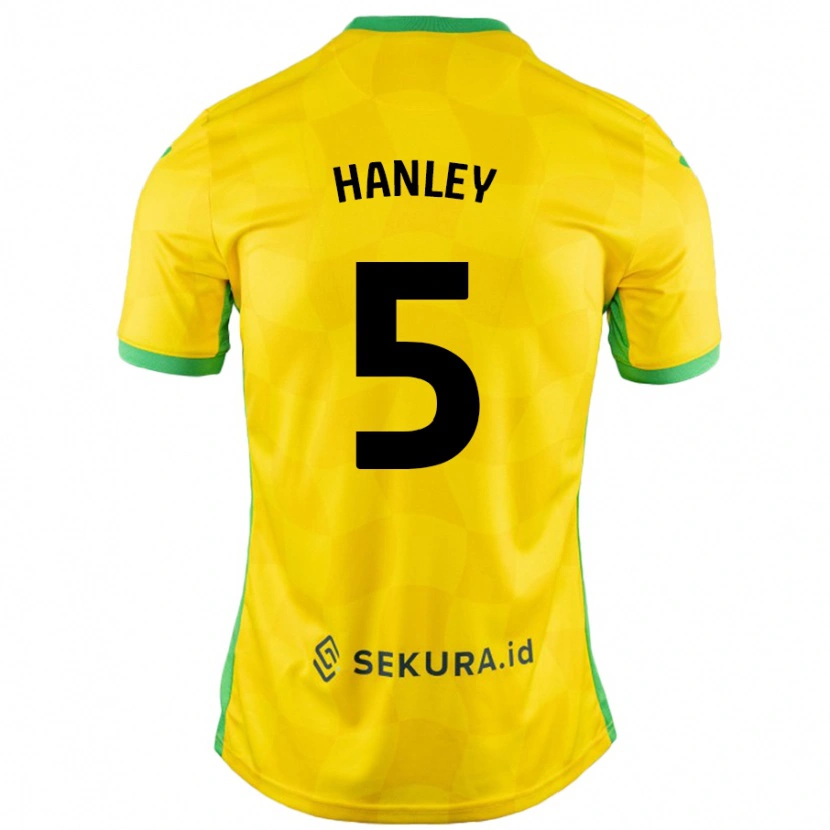 Danxen Kvinnor Grant Hanley #5 Gul Grön Hemmatröja Matchtröjor 2024/25 Tröjor T-Tröja