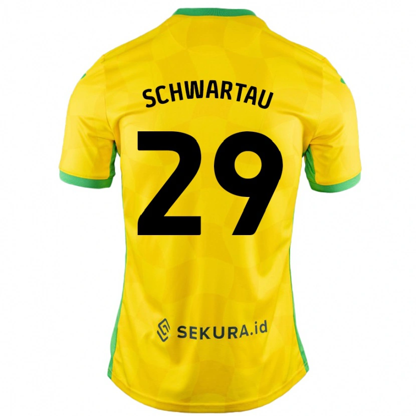 Danxen Kvinnor Oscar Schwartau #29 Gul Grön Hemmatröja Matchtröjor 2024/25 Tröjor T-Tröja