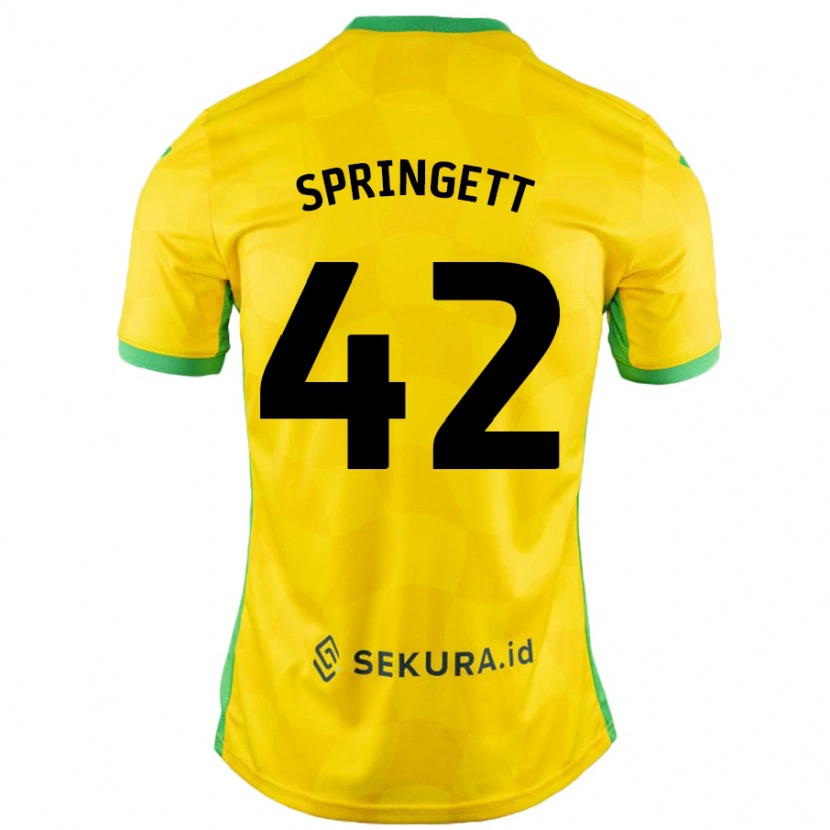 Danxen Kvinnor Tony Springett #42 Gul Grön Hemmatröja Matchtröjor 2024/25 Tröjor T-Tröja