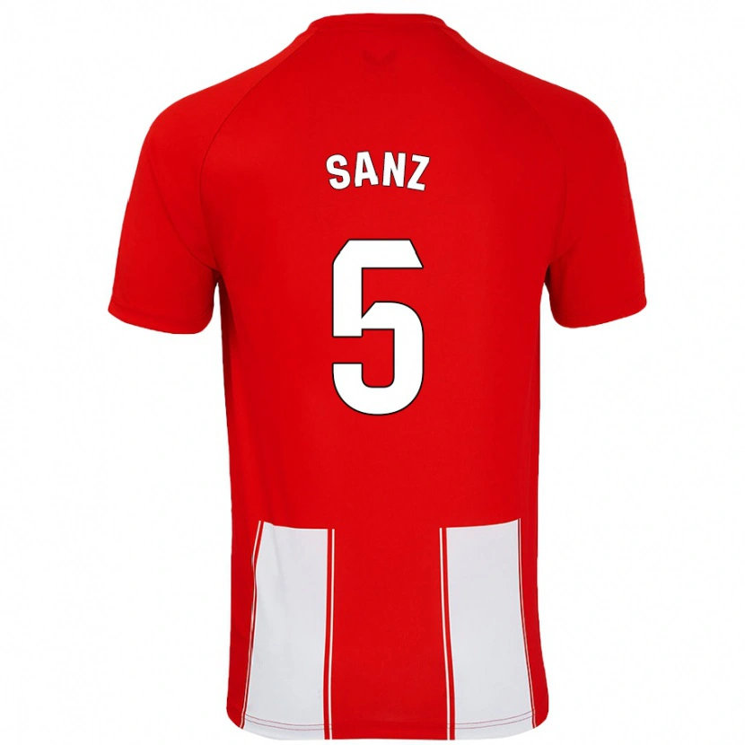 Danxen Kvinnor Paco Sanz #5 Röd Vit Hemmatröja Matchtröjor 2024/25 Tröjor T-Tröja
