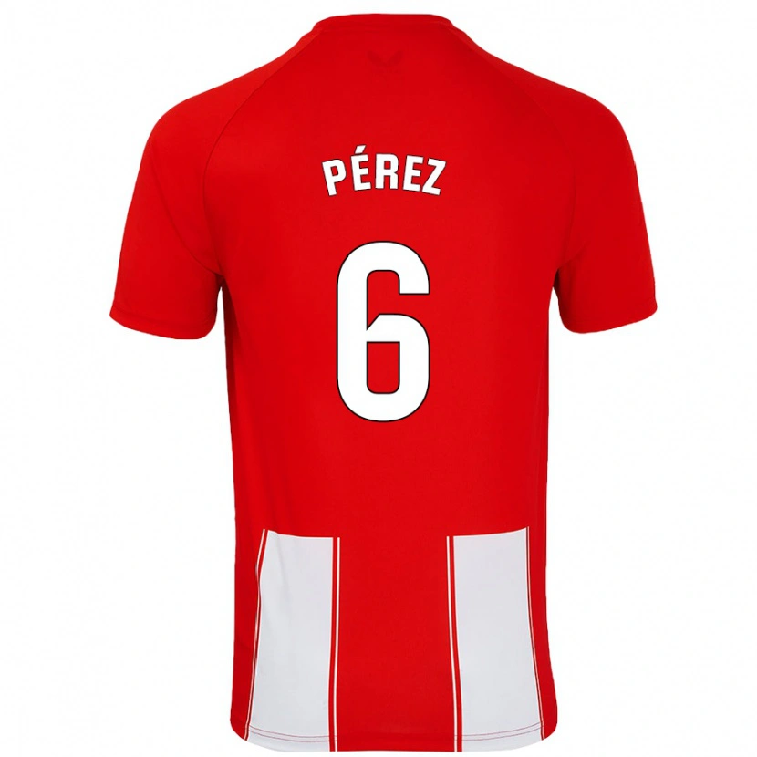 Danxen Kvinnor René Pérez #6 Röd Vit Hemmatröja Matchtröjor 2024/25 Tröjor T-Tröja
