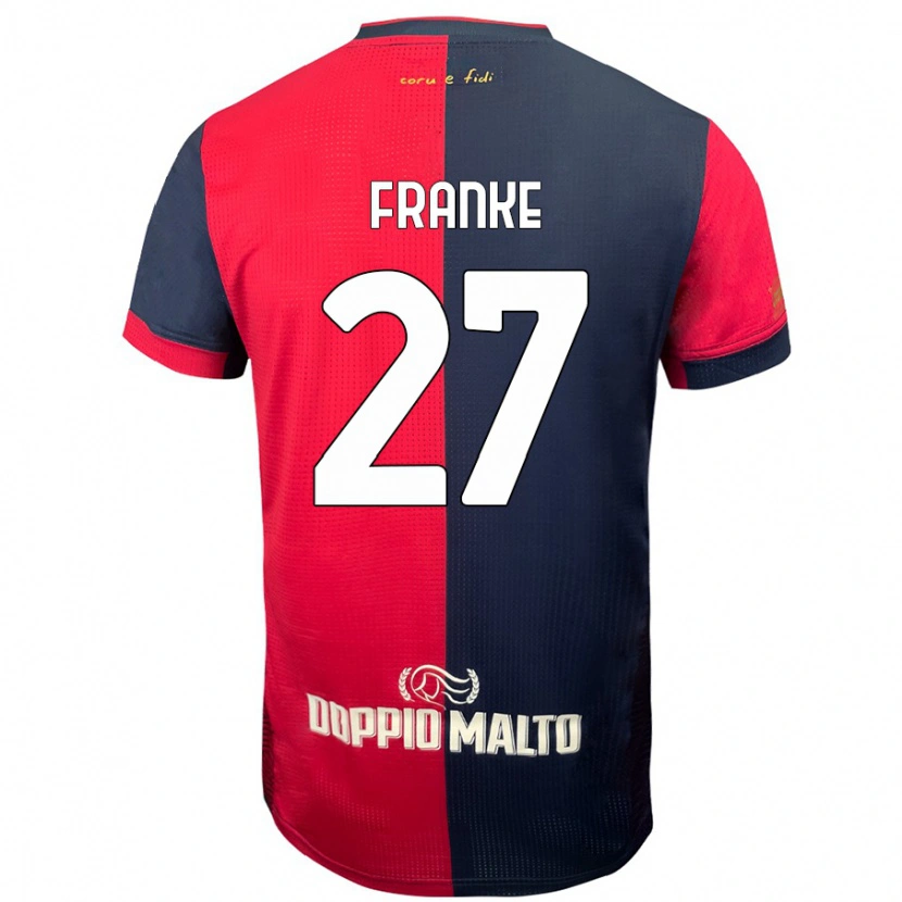 Danxen Kvinnor Antoni Franke #27 Röd Mörkare Blå Hemmatröja Matchtröjor 2024/25 Tröjor T-Tröja