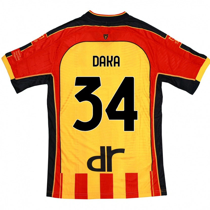 Danxen Kvinnor Dario Daka #34 Gul Röd Hemmatröja Matchtröjor 2024/25 Tröjor T-Tröja