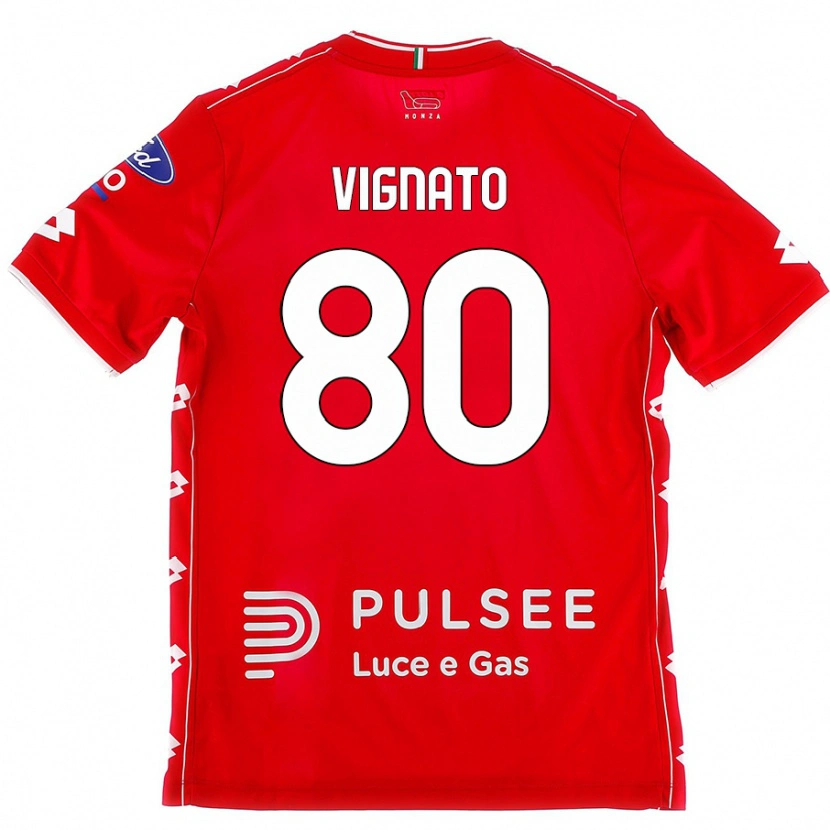 Danxen Kvinnor Samuele Vignato #80 Röd Vit Hemmatröja Matchtröjor 2024/25 Tröjor T-Tröja