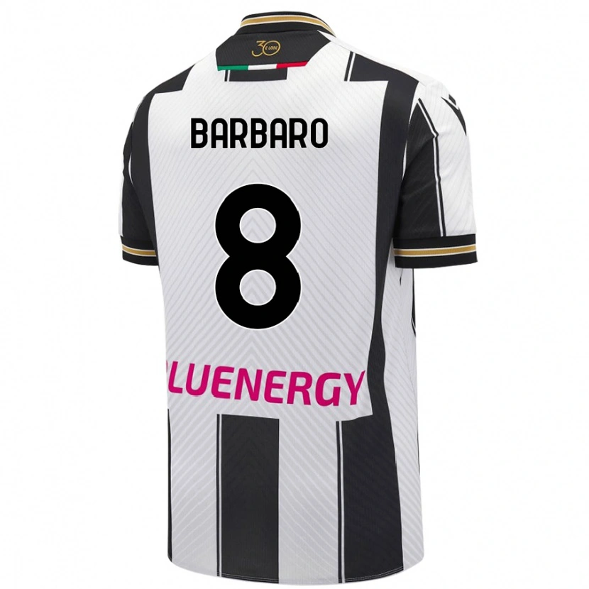 Danxen Kvinnor Elia Barbaro #8 Vit Svart Hemmatröja Matchtröjor 2024/25 Tröjor T-Tröja