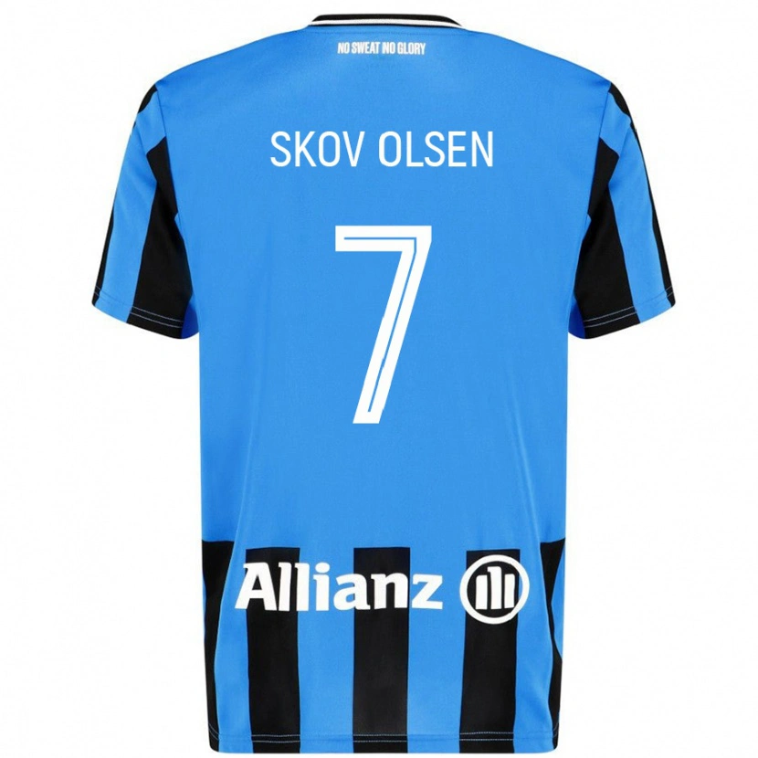 Danxen Kvinnor Andreas Skov Olsen #7 Himmelsblå Svart Hemmatröja Matchtröjor 2024/25 Tröjor T-Tröja