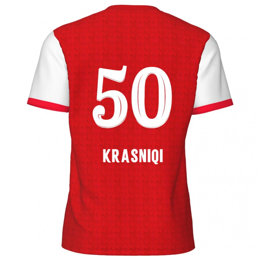 Danxen Kvinnor Laurit Krasniqi #50 Röd Vit Hemmatröja Matchtröjor 2024/25 Tröjor T-Tröja