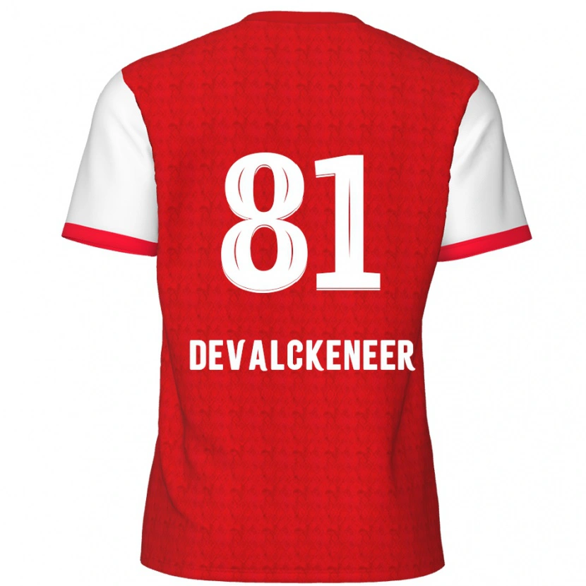 Danxen Kvinnor Niels Devalckeneer #81 Röd Vit Hemmatröja Matchtröjor 2024/25 Tröjor T-Tröja
