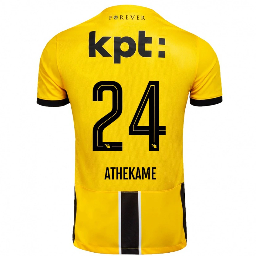 Danxen Kvinnor Zachary Athekame #24 Gul Svart Hemmatröja Matchtröjor 2024/25 Tröjor T-Tröja