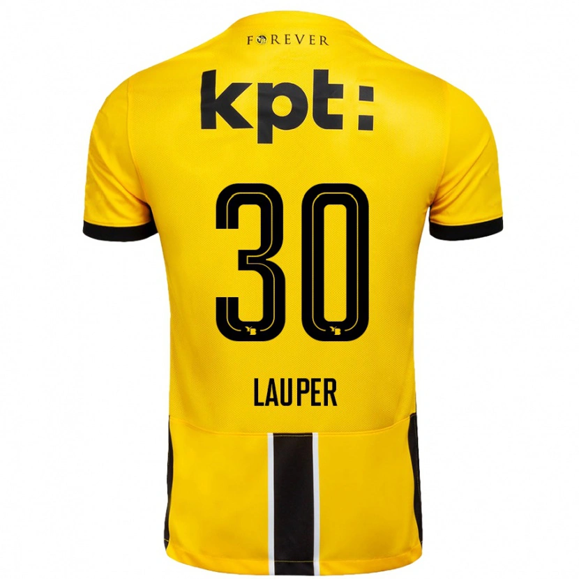 Danxen Kvinnor Sandro Lauper #30 Gul Svart Hemmatröja Matchtröjor 2024/25 Tröjor T-Tröja