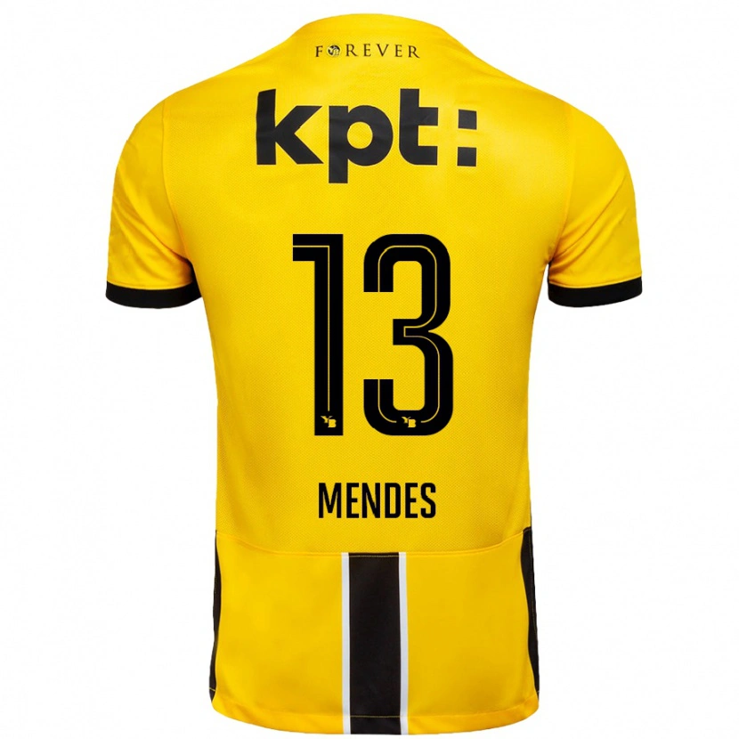 Danxen Kvinnor Daniel Mendes #13 Gul Svart Hemmatröja Matchtröjor 2024/25 Tröjor T-Tröja