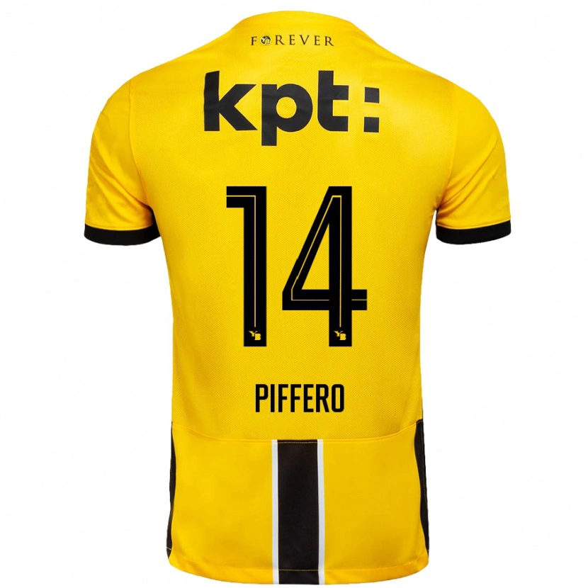 Danxen Kvinnor David Piffero #14 Gul Svart Hemmatröja Matchtröjor 2024/25 Tröjor T-Tröja