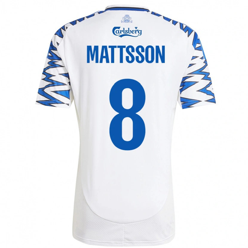 Danxen Kvinnor Magnus Mattsson #8 Vit Himmelsblå Hemmatröja Matchtröjor 2024/25 Tröjor T-Tröja