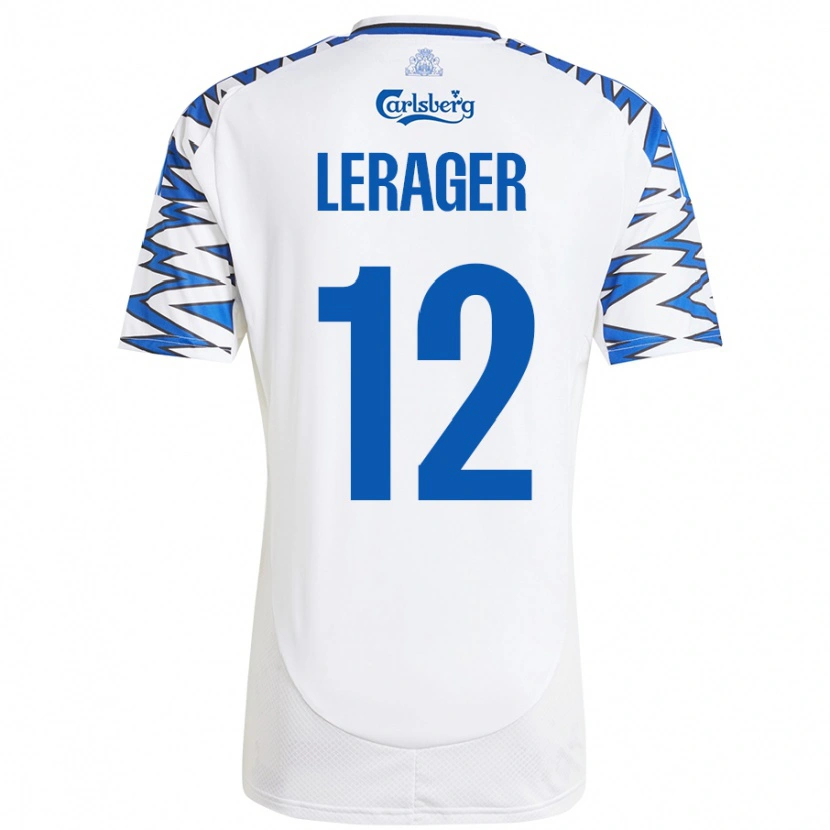 Danxen Kvinnor Lukas Lerager #12 Vit Himmelsblå Hemmatröja Matchtröjor 2024/25 Tröjor T-Tröja