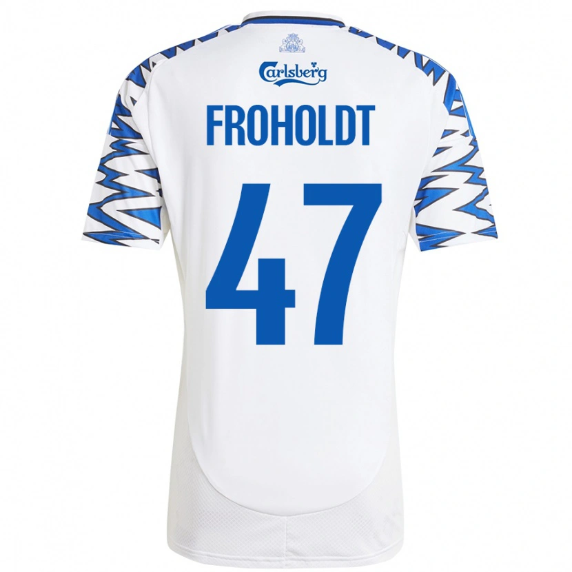 Danxen Kvinnor Victor Froholdt #47 Vit Himmelsblå Hemmatröja Matchtröjor 2024/25 Tröjor T-Tröja