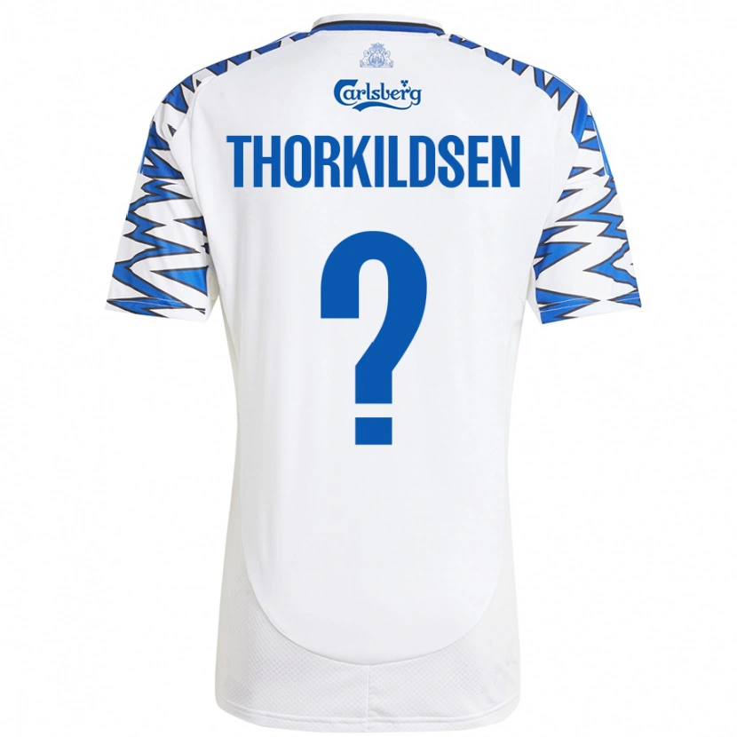 Danxen Kvinnor Elias Thorkildsen #0 Vit Himmelsblå Hemmatröja Matchtröjor 2024/25 Tröjor T-Tröja