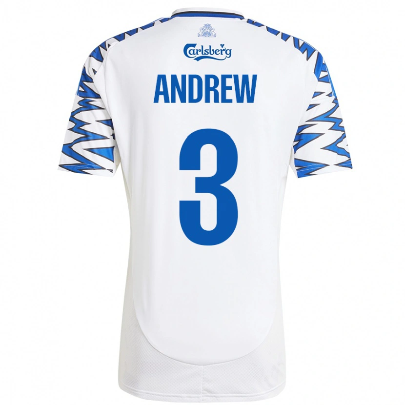 Danxen Kvinnor Tristan Andrew #3 Vit Himmelsblå Hemmatröja Matchtröjor 2024/25 Tröjor T-Tröja
