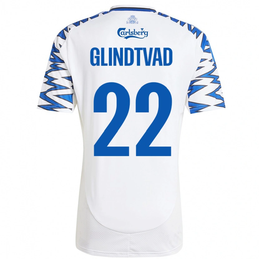 Danxen Kvinnor William Glindtvad #22 Vit Himmelsblå Hemmatröja Matchtröjor 2024/25 Tröjor T-Tröja