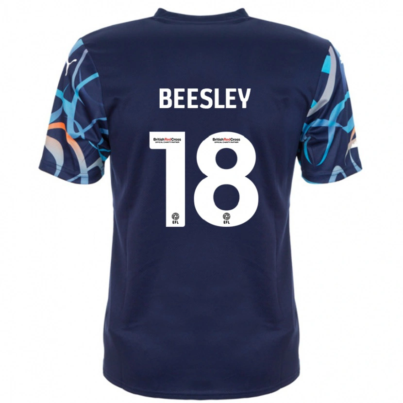Danxen Kvinnor Jake Beesley #18 Marinblå Bortatröja Matchtröjor 2024/25 Tröjor T-Tröja