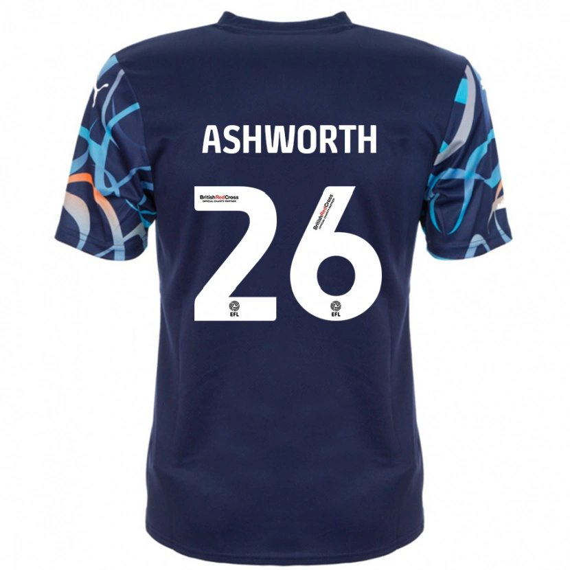 Danxen Kvinnor Zac Ashworth #26 Marinblå Bortatröja Matchtröjor 2024/25 Tröjor T-Tröja