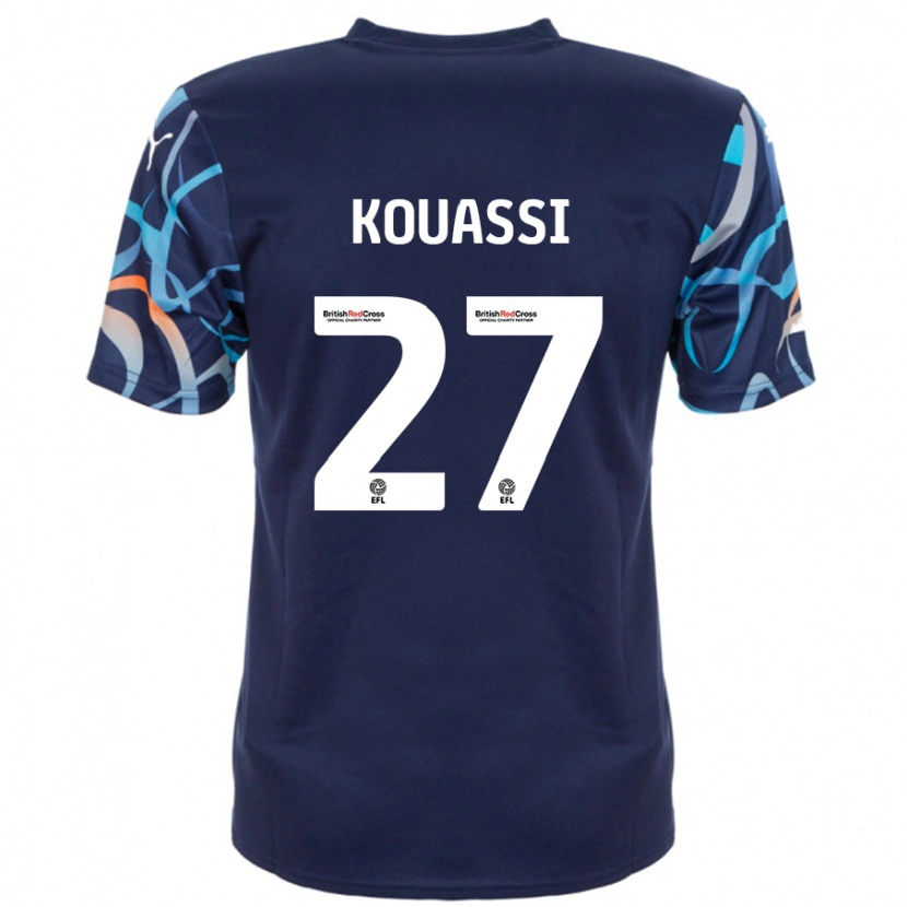 Danxen Kvinnor Kylian Kouassi #27 Marinblå Bortatröja Matchtröjor 2024/25 Tröjor T-Tröja