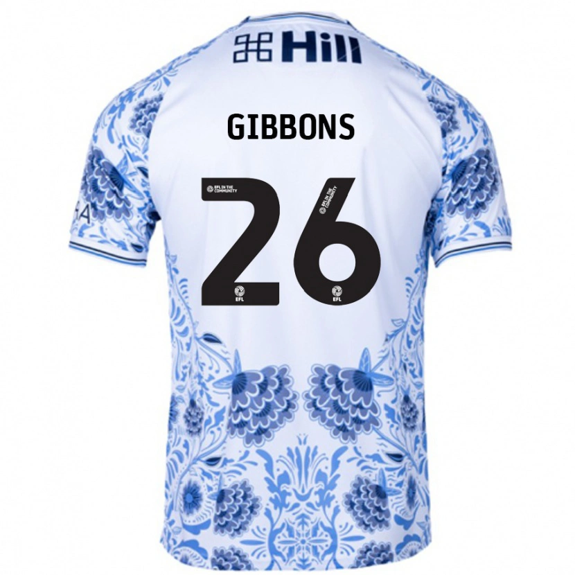 Danxen Kvinnor James Gibbons #26 Vit Blå Bortatröja Matchtröjor 2024/25 Tröjor T-Tröja