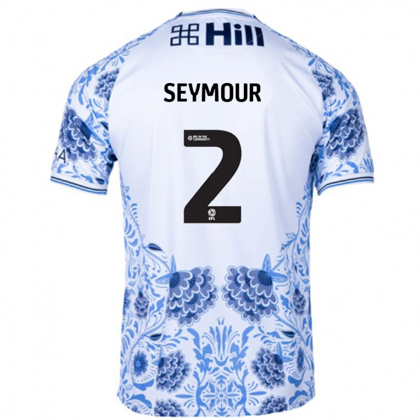 Danxen Kvinnor Mayzee Seymour #2 Vit Blå Bortatröja Matchtröjor 2024/25 Tröjor T-Tröja
