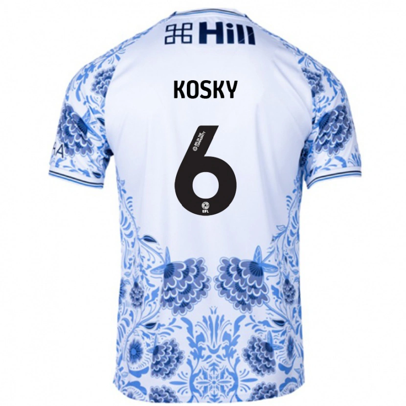 Danxen Kvinnor Rachel Kosky #6 Vit Blå Bortatröja Matchtröjor 2024/25 Tröjor T-Tröja