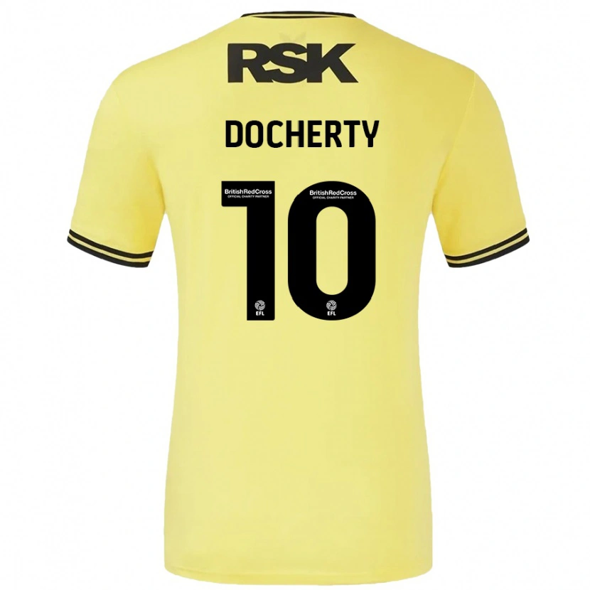 Danxen Kvinnor Greg Docherty #10 Gul Svart Bortatröja Matchtröjor 2024/25 Tröjor T-Tröja