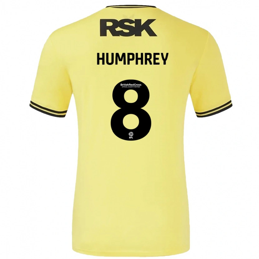 Danxen Kvinnor Carla Humphrey #8 Gul Svart Bortatröja Matchtröjor 2024/25 Tröjor T-Tröja