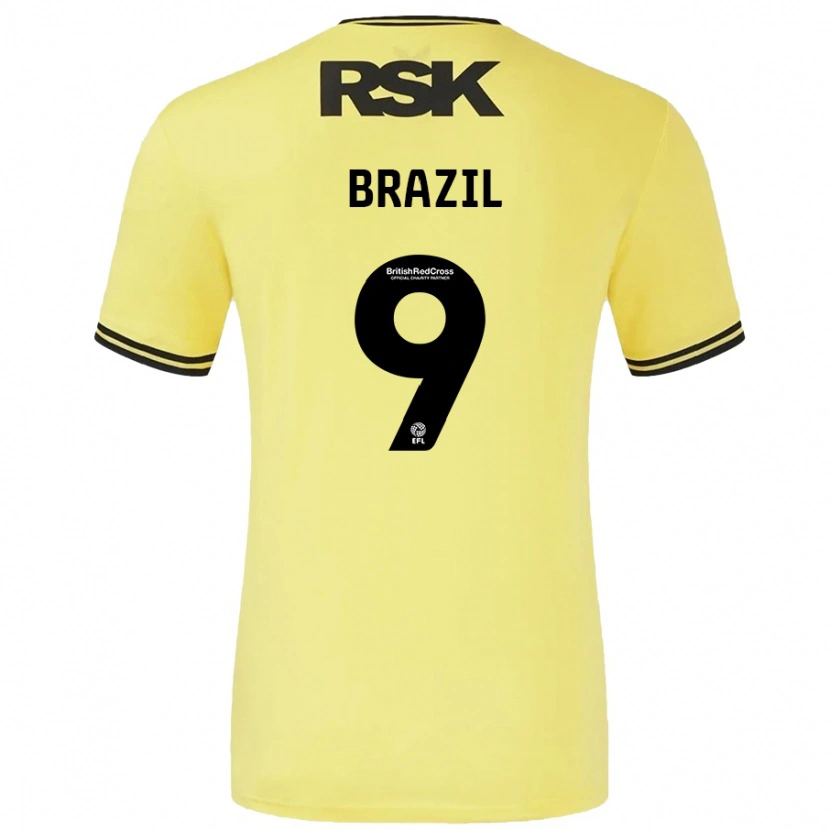 Danxen Kvinnor Ellie Brazil #9 Gul Svart Bortatröja Matchtröjor 2024/25 Tröjor T-Tröja