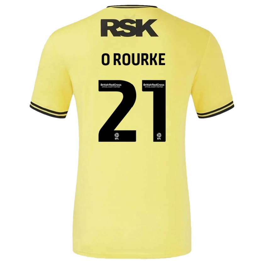 Danxen Kvinnor Sophie O'rourke #21 Gul Svart Bortatröja Matchtröjor 2024/25 Tröjor T-Tröja