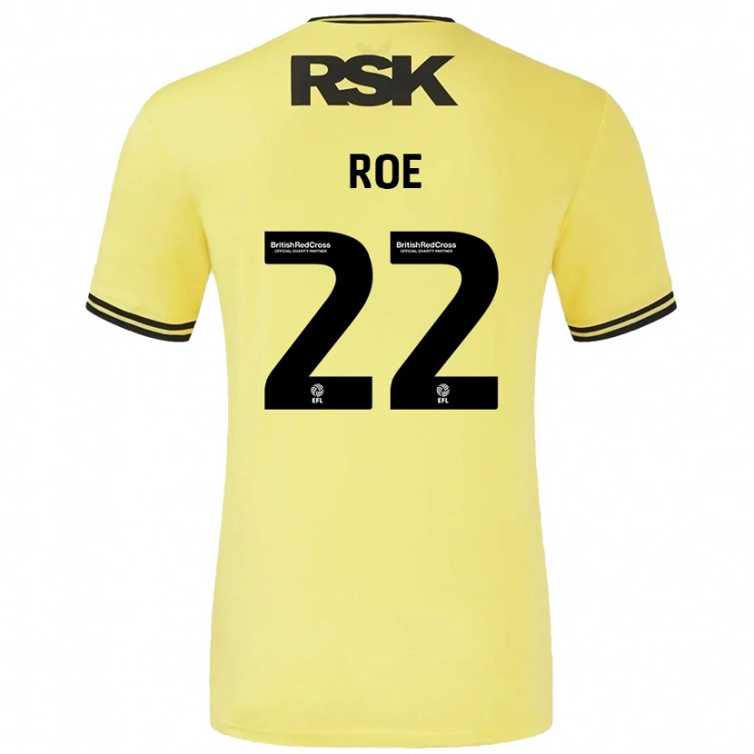 Danxen Kvinnor Bethan Roe #22 Gul Svart Bortatröja Matchtröjor 2024/25 Tröjor T-Tröja