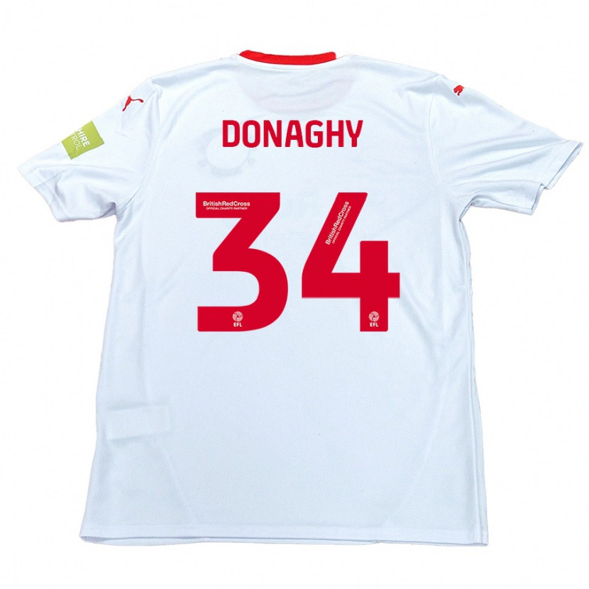 Danxen Kvinnor Tom Donaghy #34 Vit Bortatröja Matchtröjor 2024/25 Tröjor T-Tröja