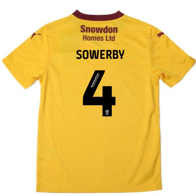 Danxen Kvinnor Jack Sowerby #4 Orange Bourgogne Bortatröja Matchtröjor 2024/25 Tröjor T-Tröja