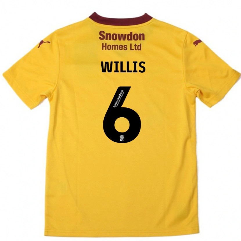 Danxen Kvinnor Jordan Willis #6 Orange Bourgogne Bortatröja Matchtröjor 2024/25 Tröjor T-Tröja