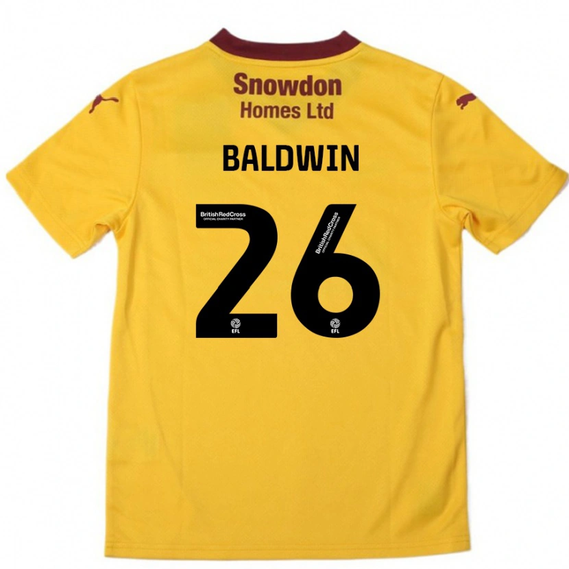 Danxen Kvinnor Jack Baldwin #26 Orange Bourgogne Bortatröja Matchtröjor 2024/25 Tröjor T-Tröja