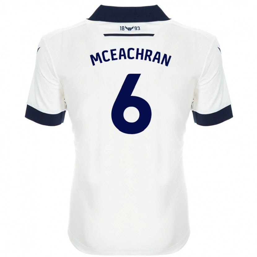 Danxen Kvinnor Josh Mceachran #6 Vit Marinblå Bortatröja Matchtröjor 2024/25 Tröjor T-Tröja