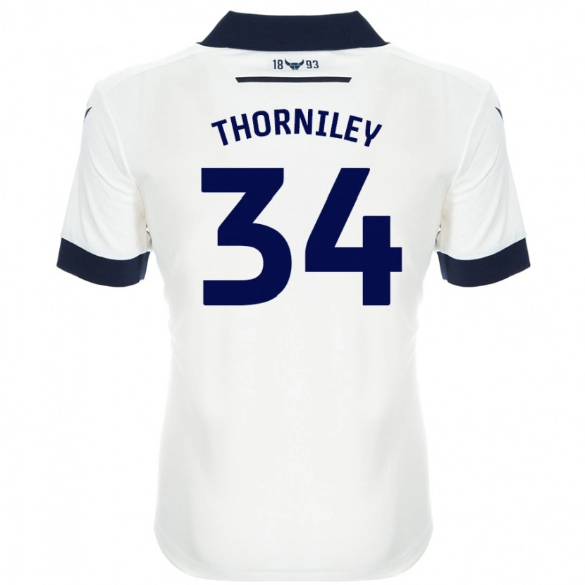 Danxen Kvinnor Jordan Thorniley #34 Vit Marinblå Bortatröja Matchtröjor 2024/25 Tröjor T-Tröja