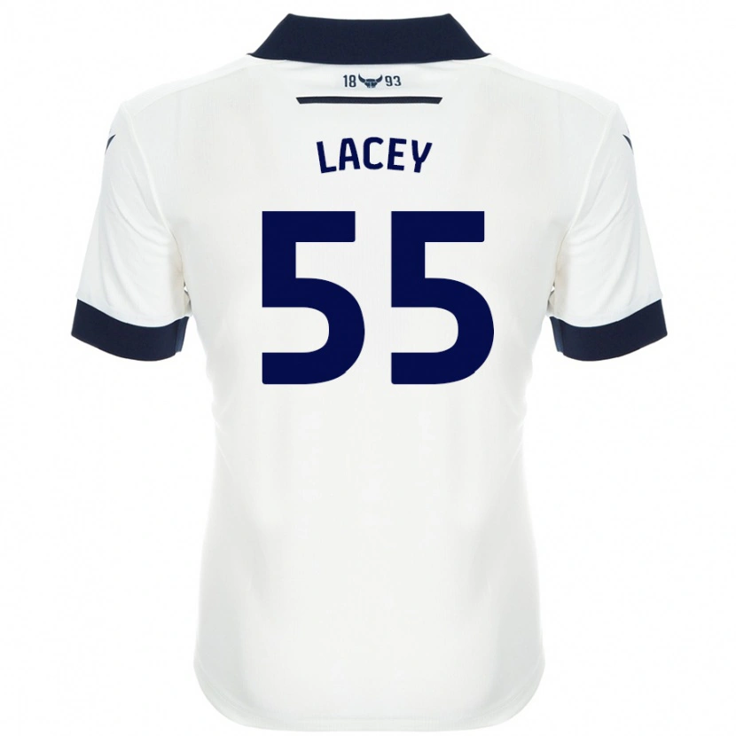 Danxen Kvinnor Aaron Lacey #55 Vit Marinblå Bortatröja Matchtröjor 2024/25 Tröjor T-Tröja