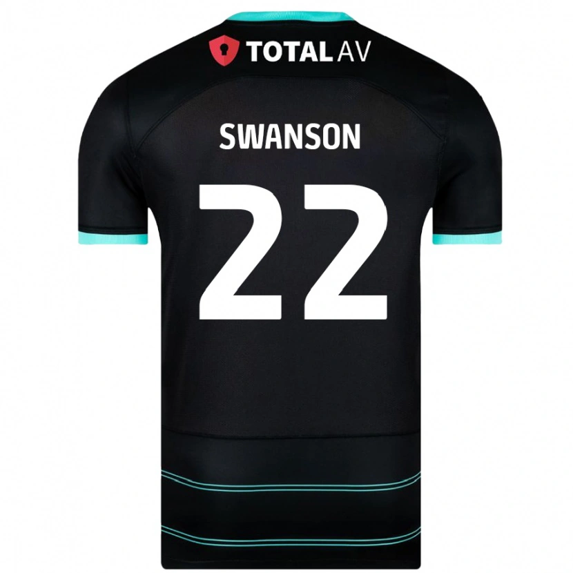 Danxen Kvinnor Zak Swanson #22 Svart Bortatröja Matchtröjor 2024/25 Tröjor T-Tröja
