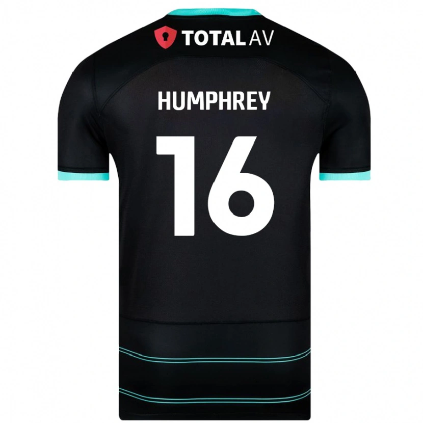 Danxen Kvinnor Ella Humphrey #16 Svart Bortatröja Matchtröjor 2024/25 Tröjor T-Tröja