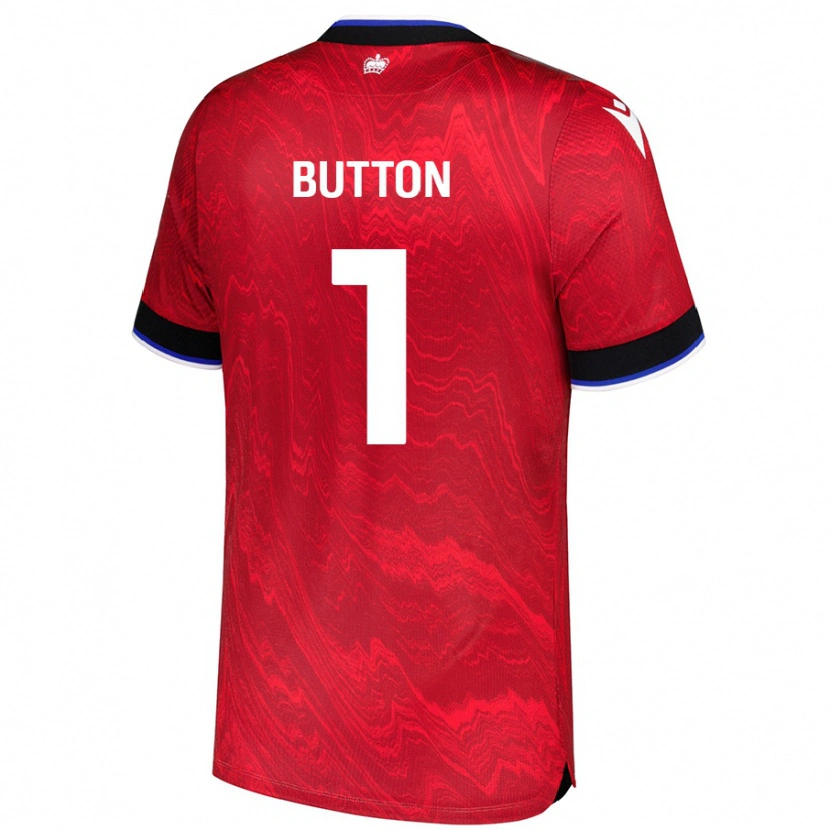 Danxen Kvinnor David Button #1 Röd Svart Bortatröja Matchtröjor 2024/25 Tröjor T-Tröja